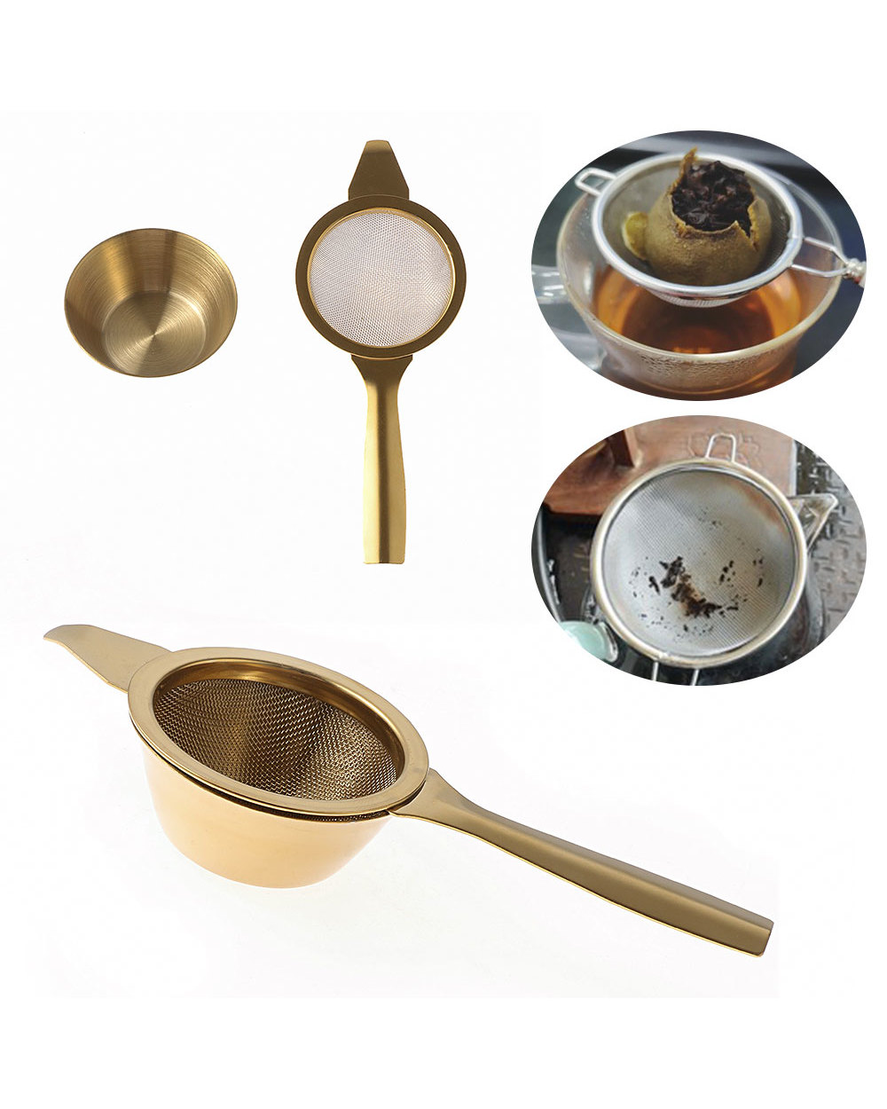 Reusable Fine Tea Strainer Filters Teapot Infuser With Handle front-3