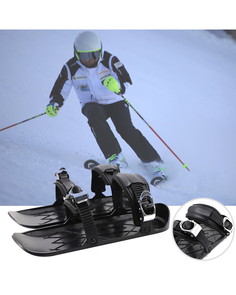 Mini Ski Skates Portable Short Skiboard Adjustable Skates Shoes For S front-0