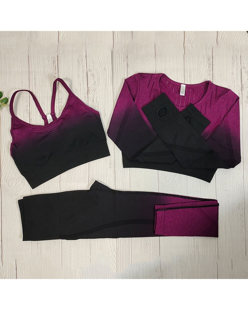 Long Sleeve Yoga Pant Set Womens Sportswear Seamless Yoga Set Workout Leggings Gym Clothing Fitness front-5