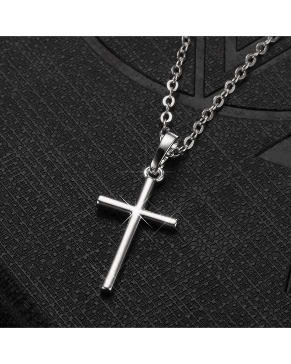 Mens Gold Silver Color Cross Necklace Pendant front-0