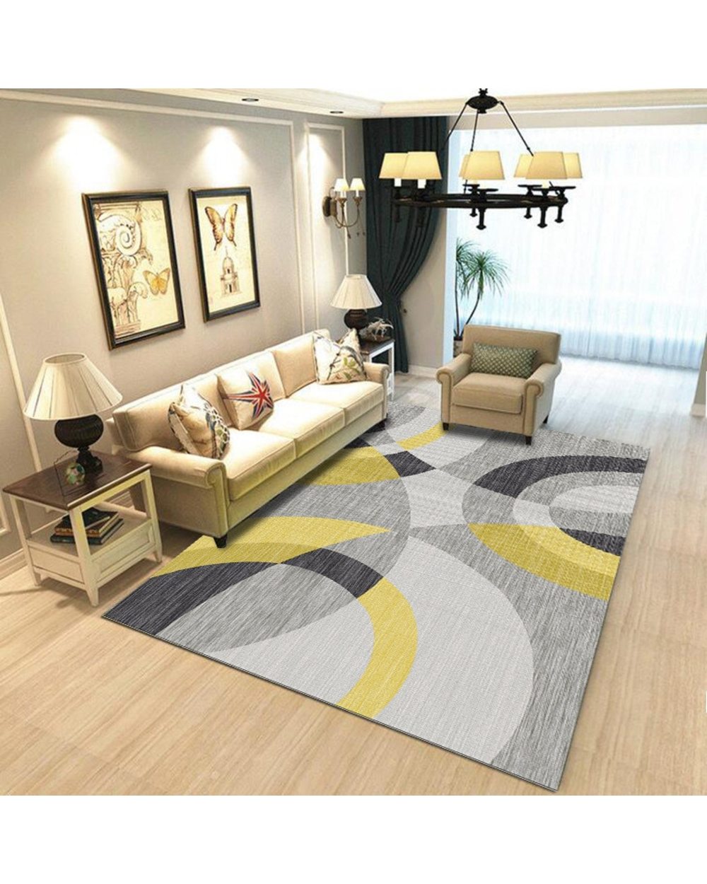 Geometric Carpet for Living Room Anti-slip Pattern Print Indoor Area Rugs Home front-4