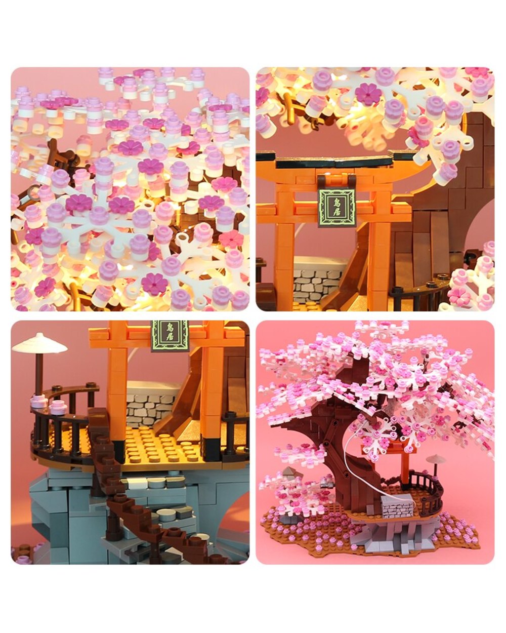 Block City Street View Idea Sakura Inari Shrine Bricks Friends Cherry Blossom House Tree Building Blocks Toys Kids Gift front-3