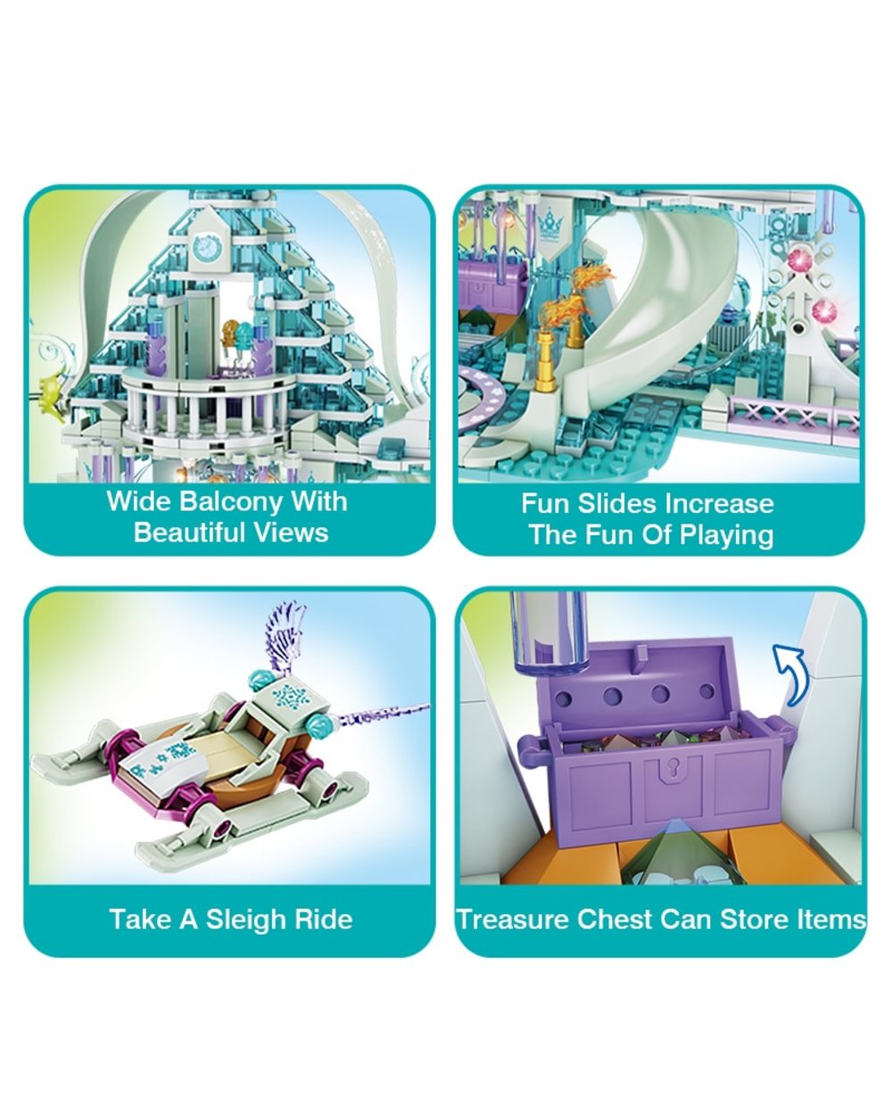 Building Blocks Friends Girls Ice Snow Magic Castle Carriage Princess Palace Brick Children Gift Toys front-3