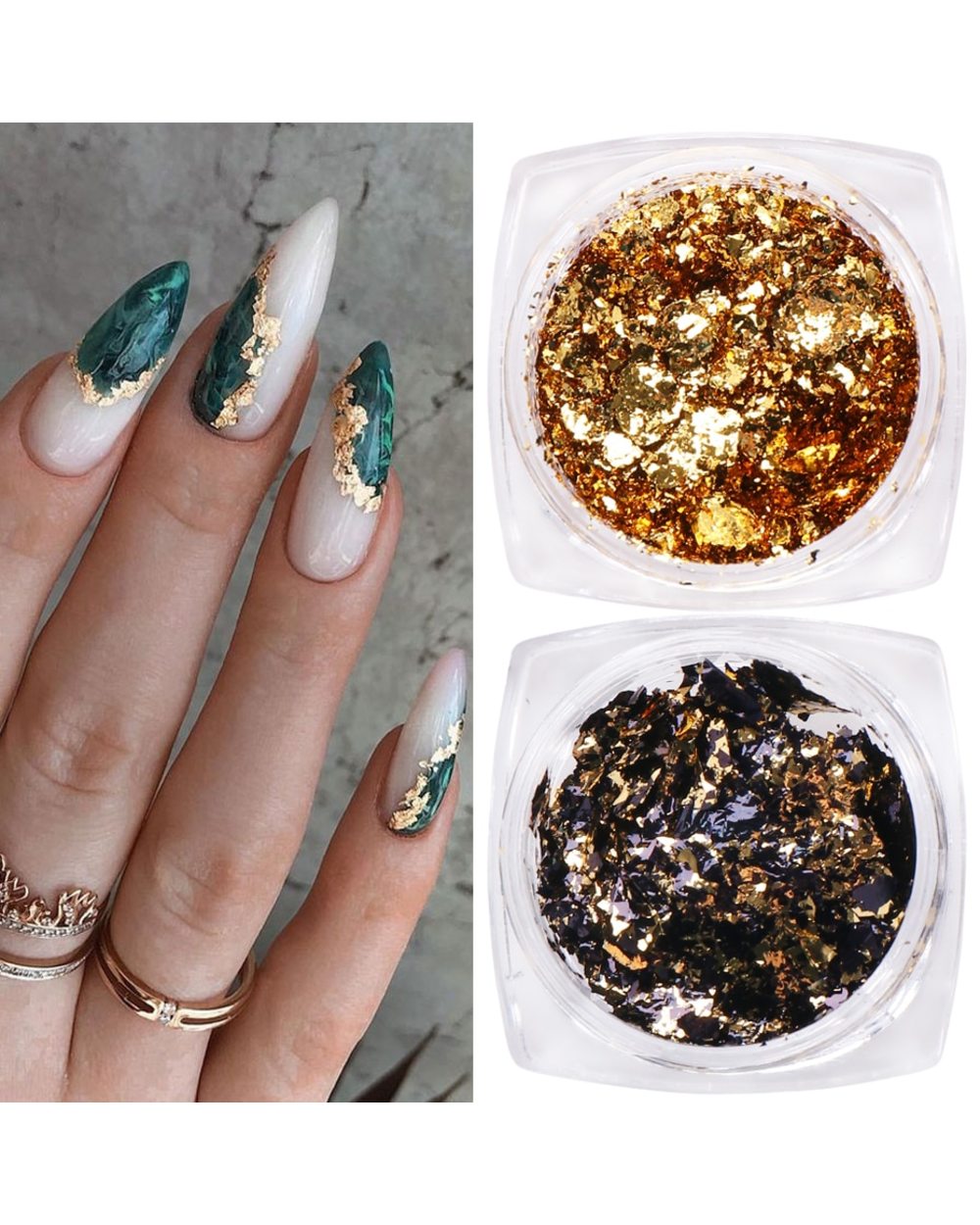 1 Box Gold Glitter Flakes Irregular Aluminum Foil Sequins For Nails front-1