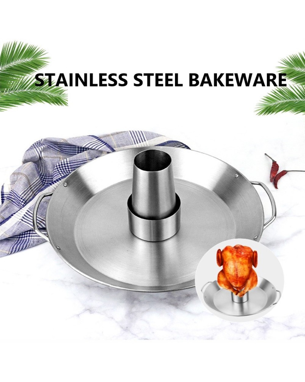Kitchen Outdoor Bbq Tools Stainless Steel Chicken Duck Holder Plate Grill With Stand Roasting Bbq Rib Grill Stand Roast front-0