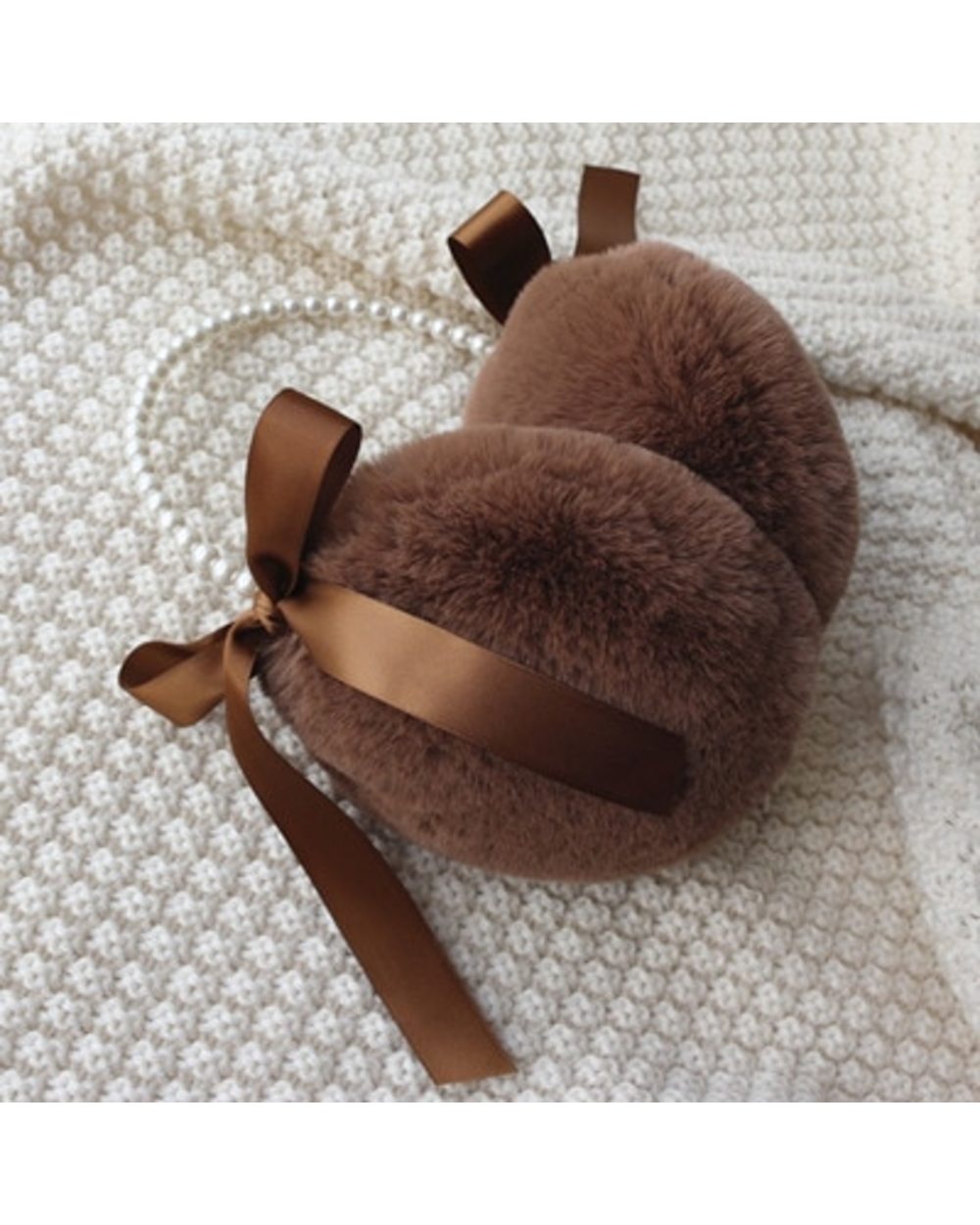 1Pcs Ribbon Pearl Earmuffs Cute And Winter Keep Warm Comfortable Unisex Warmers Imitation Rabbit Plush Ear Muff Kids Ad front-4