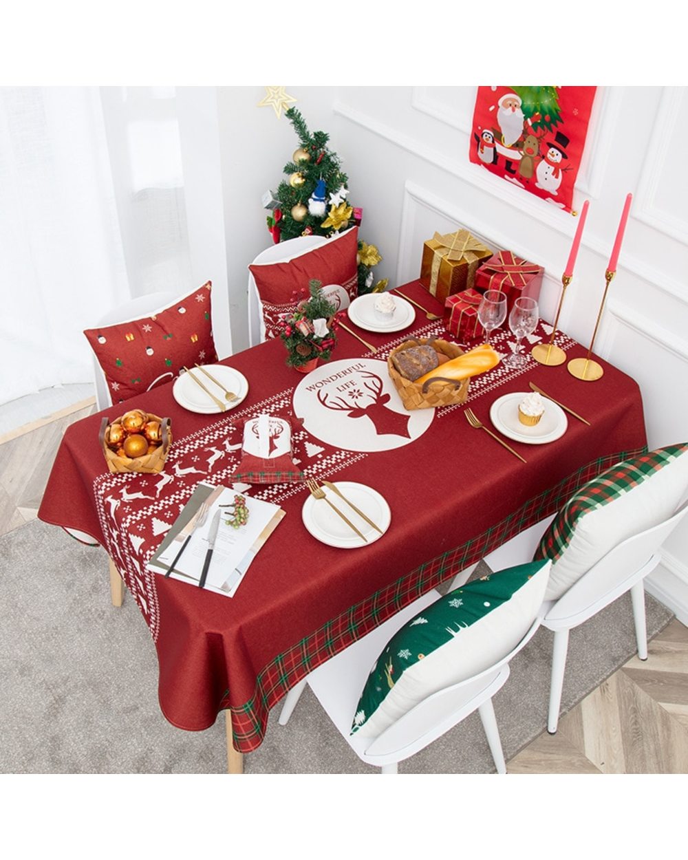 Series Christmas Decor Tablecloth Santa Claus Christmas Tree Print Table Cloth Desk Coffee Table Table Cover Decoration front-1