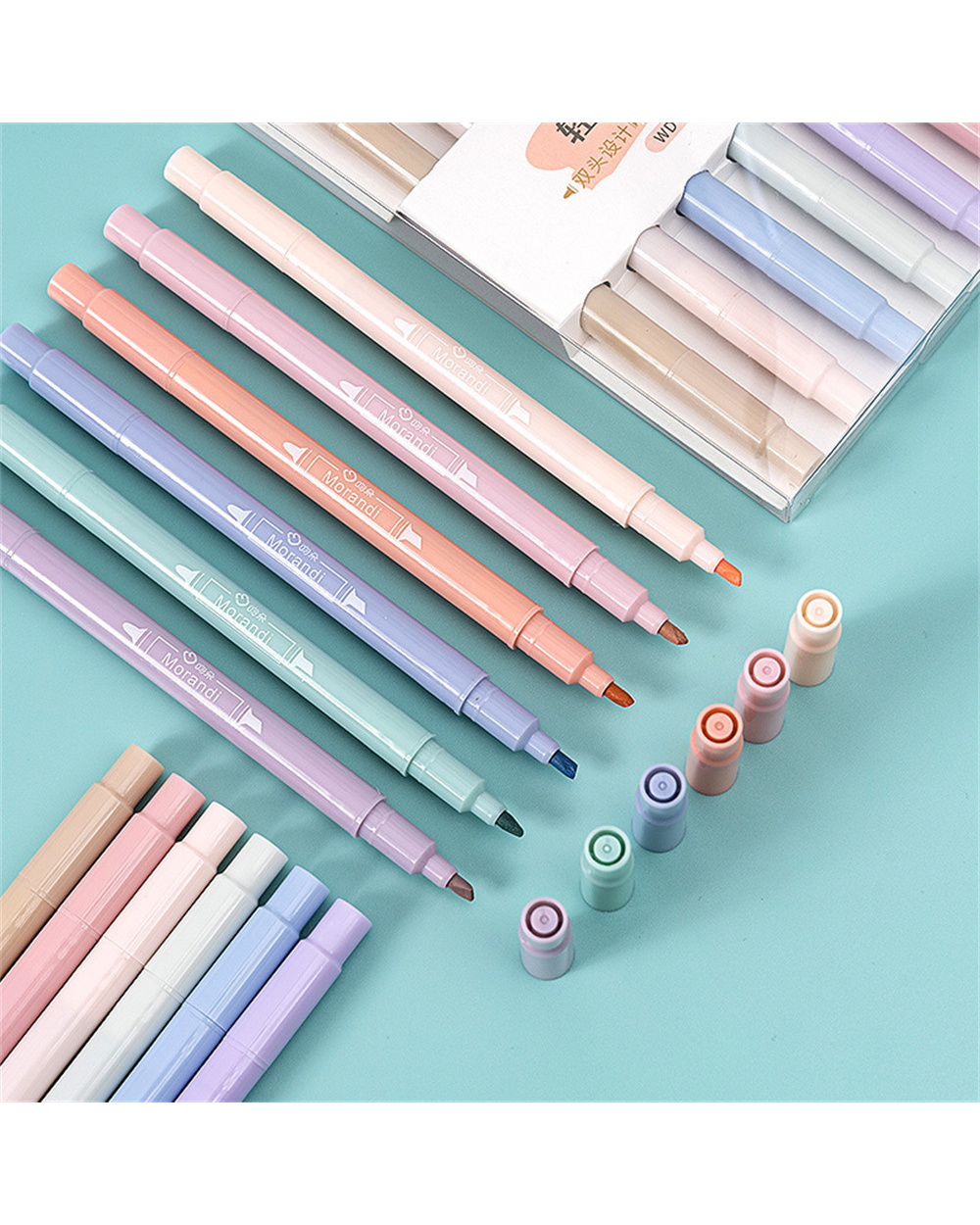 2022 New 6Pcs Double Tip Highlighter Pens Kawaii Candy Color Manga Markers Midliner Pastel Highlighter Set Stationery R front-5