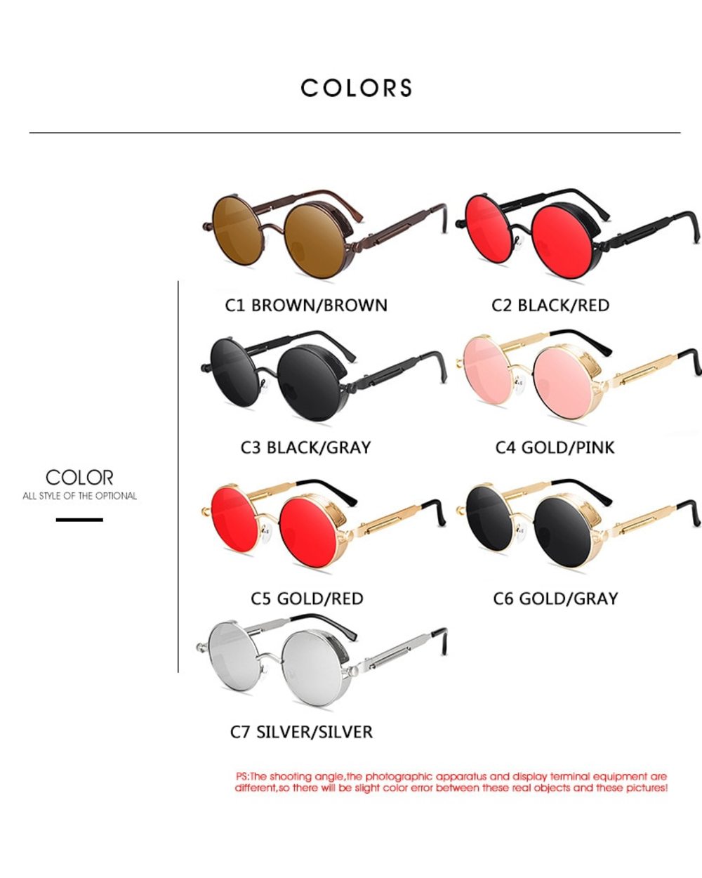Classic Gothic Steampunk Sunglasses Sun Glasses Men Women Brand Designer Vintage Round Glasses Fashion Driving Goggle front-3