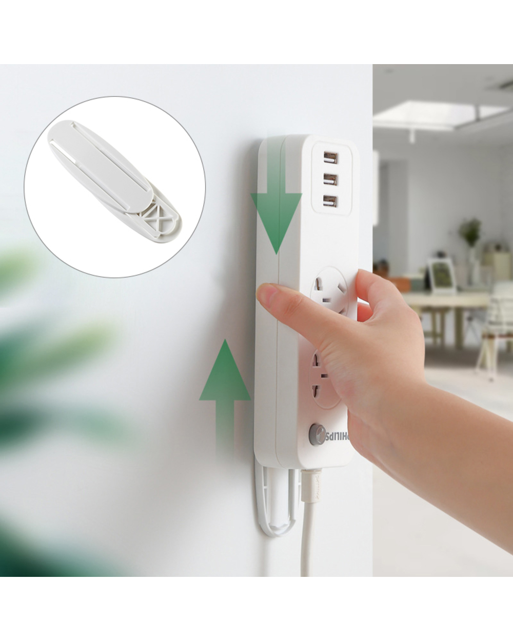 3Pcs/5Pcs Power Strip Holder Mount Desk Clamp Home- Wall-Mounted Plug-In Socket Router Holder Storage Housekeeper On Wa front-0