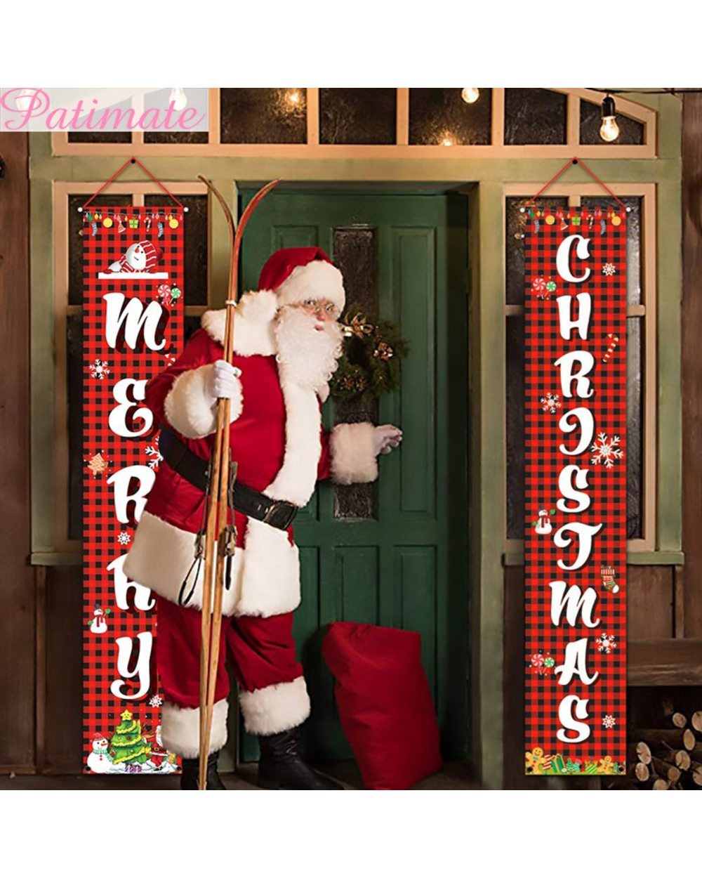 Christmas Hanging Flag Merry Christmas Outdoor Ornaments Christmas Decorations Home Santa Claus Door Banner Noel 2022 front-0