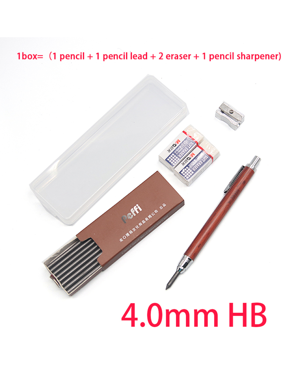 Mechanical Pencil 4.0/5.6Mm Hb Woodworking Automatic Pencils Metal Fittings+Wood Pole Professional Painting Stationery front-5