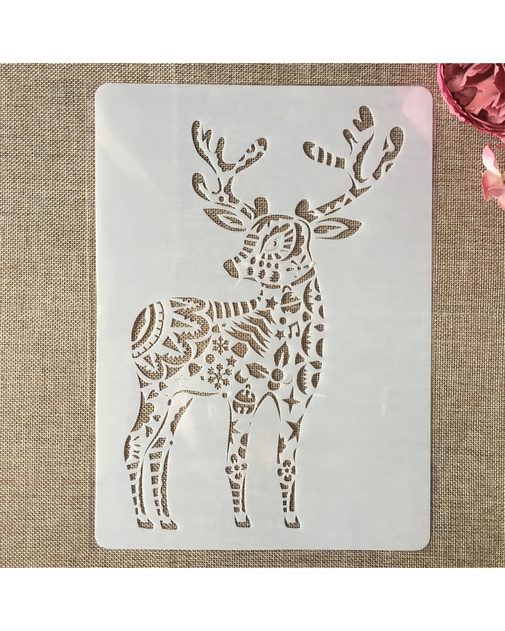 9Pcs/Set A4 29Cm Lion Tiger Deer Animals Diy Layering Stencils Painting Scrapbook Coloring Embossing Album Decorative T front-4