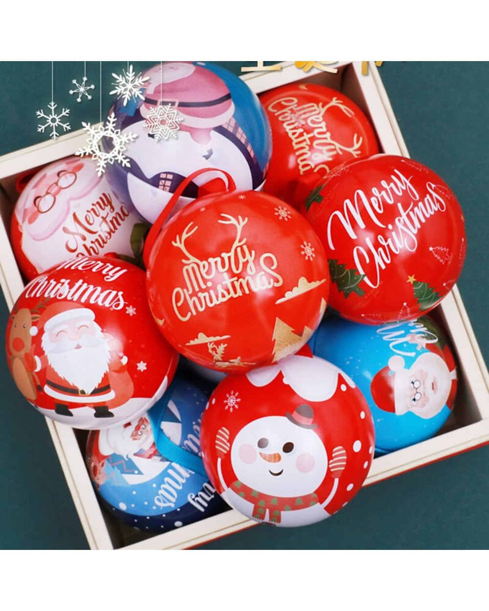Creative Christmas Candy Box Tinplate Ball Candy Jar Gift Round Ball Packaging Box Christmas Eve Decorations Party Favo front-2