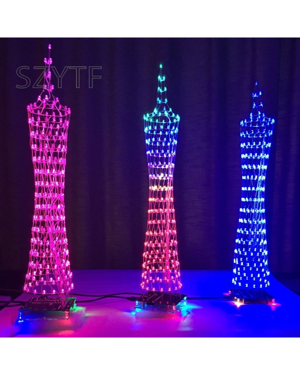 Colorful Led Tower Display Lamp Infrared Remote Control Electronic Diy Kits Music Spectrum Soldering Kits Diy Brain-Tra front-1