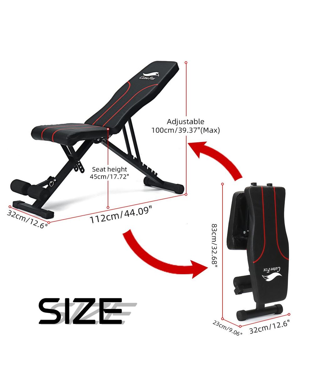 New Adjustable Fitness Sit Up Bench Folding Gym Exercise Training Equipment Weight Multi-Function Steel Bench 110Cm Us front-4