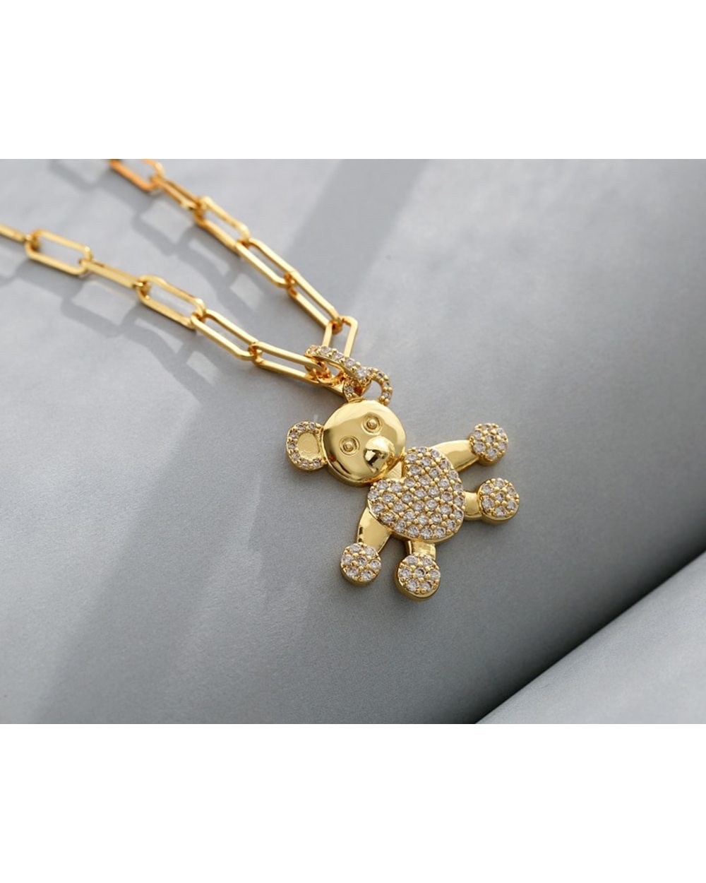 Charm Hollow Cubic Zircon Bear Chain Necklaces For Women Gold Color Animal Necklace Jewelry Gift front-0
