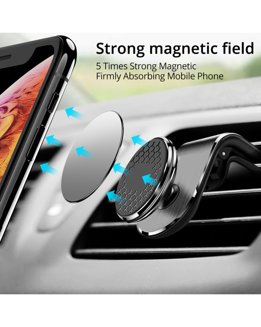 Oppselve 360 Magnetic Universal Car Phone Holder Air Vent Magnet Mount E Phone Stand For 13 Hei P40 P50 front-2