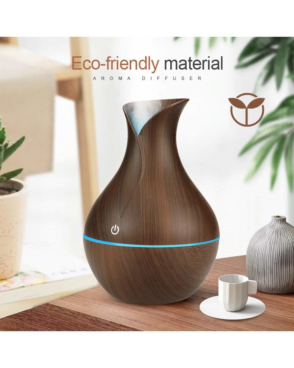 130Ml Humidifier Essential Aroma Oil Diffuser Ultrasonic Wood Grain Air Humidifier Usb Mini Mist Maker Led Light front-1