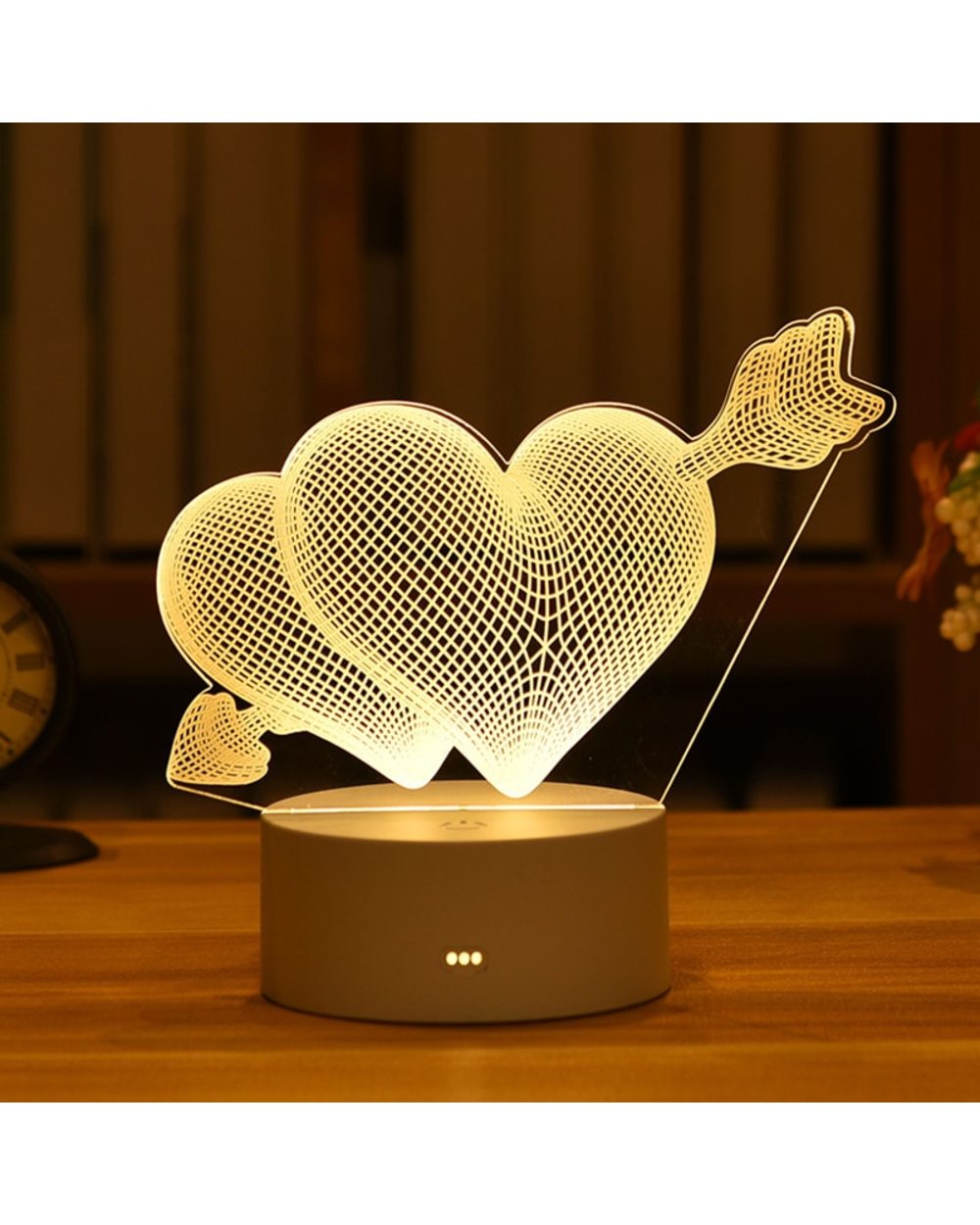 Romantic Love 3D Lamp Heart-shaped Balloon Acrylic LED Night Light Decorative Table Lamp Valentine Day Gift front-2