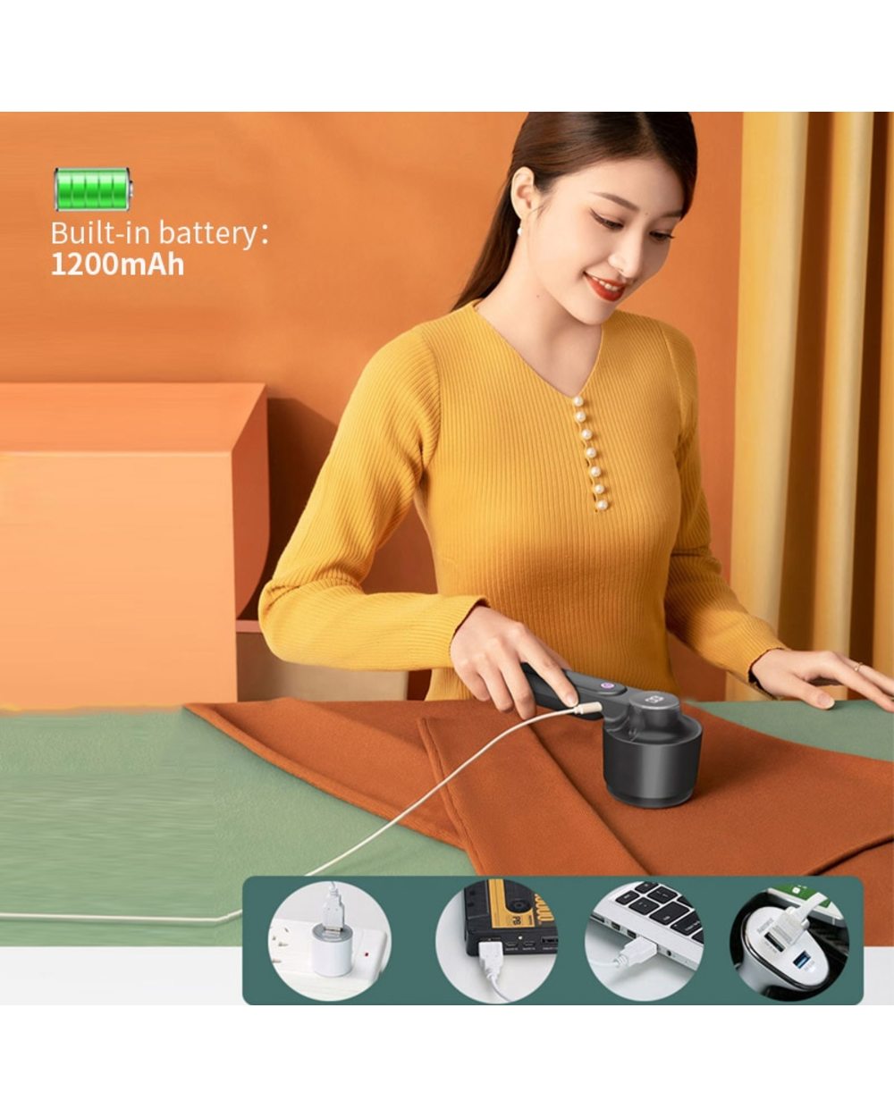 Reup Electric Lint Remover For Clothing Fuzz Pellet Remover Machine Portable Charge Sweater Fabric Shaver Removes Cloth front-4