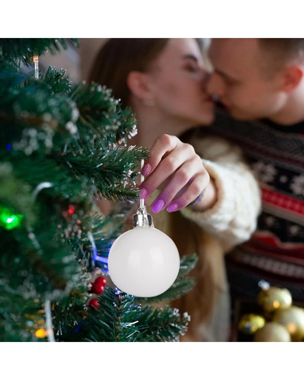 48 Pieces Plastic Christmas Balls Xmas Tree Hanging Decoration White Christmas Balls Pendant For Holiday Xmas Decor front-3