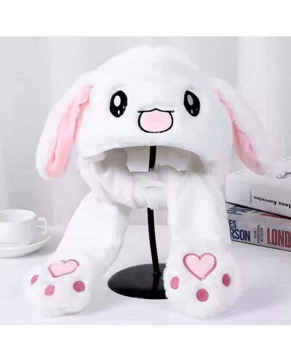 Cartoon Rabbit Hats For Women Child Girls Beanie Winter Plush Bunny Movable Ears Hip Hop Toy Caps front-0