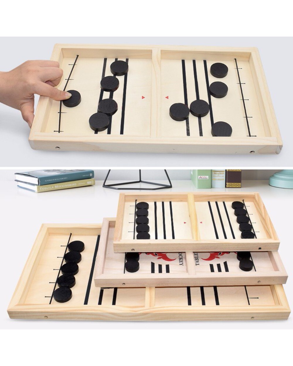 Fast Sling Puck Game Paced Wooden Table Hockey Winner Games Interactive Chess Toys For Adult Children Desktop Battle front-0