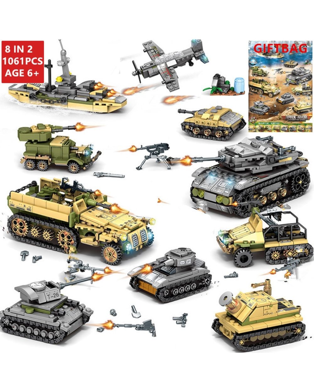 High tech Military Iron Empire Tank Building Blocks Sets Weapon War Chariot Bricks Army WW2 Soldiers Kids front-0