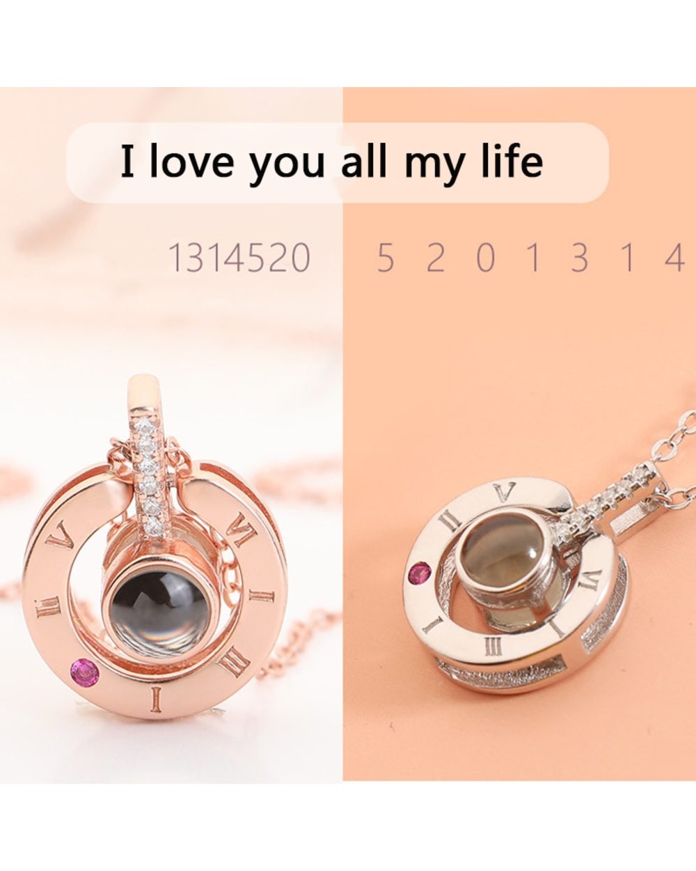 100 Languages I Love You Pendant Necklace for women Jewelry Love Memory Necklace Valentine's Day Gifts front-3