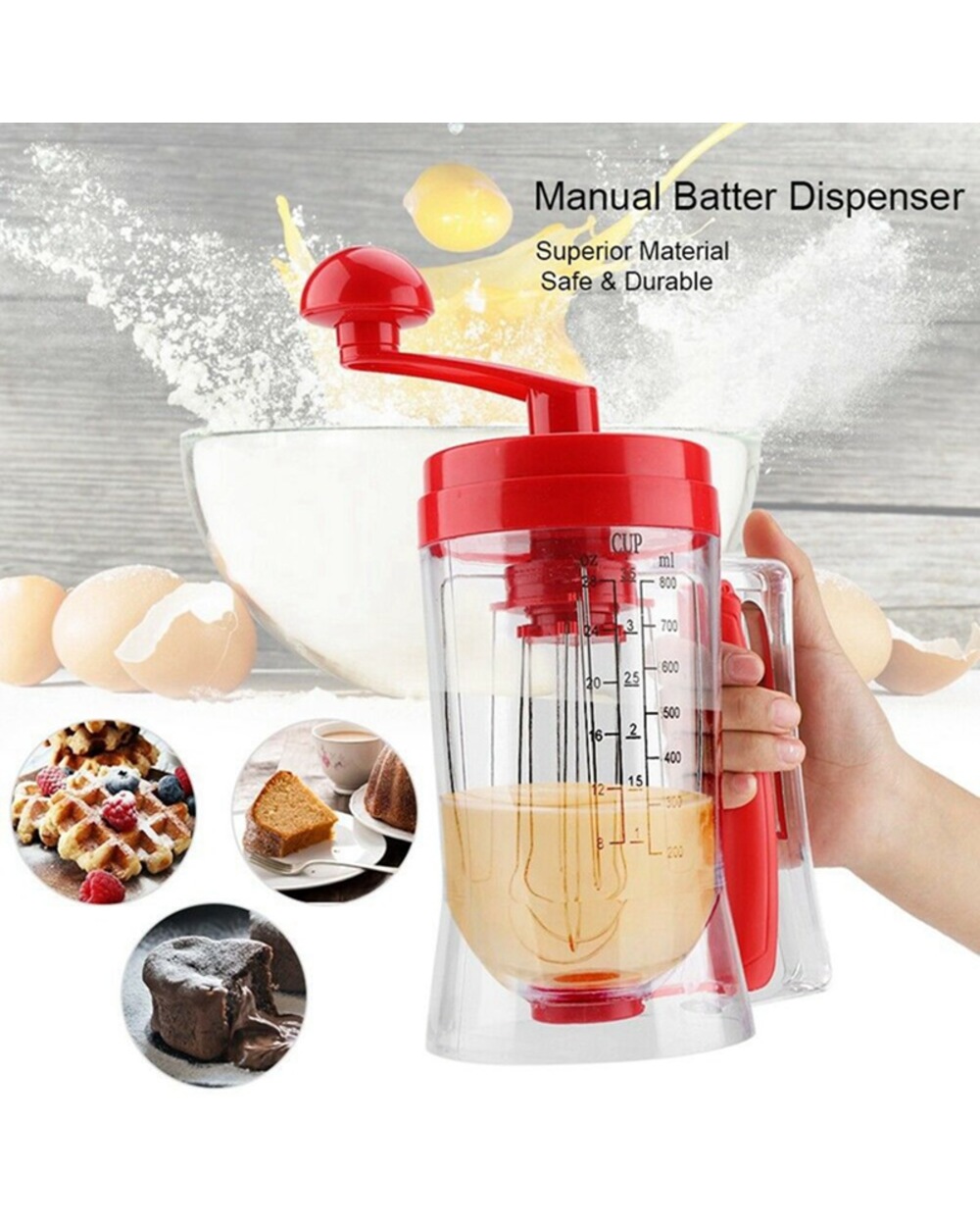 Manual Pancake Cupcake Batter Mixer Dispenser Blender Machine Baking Tool front-1