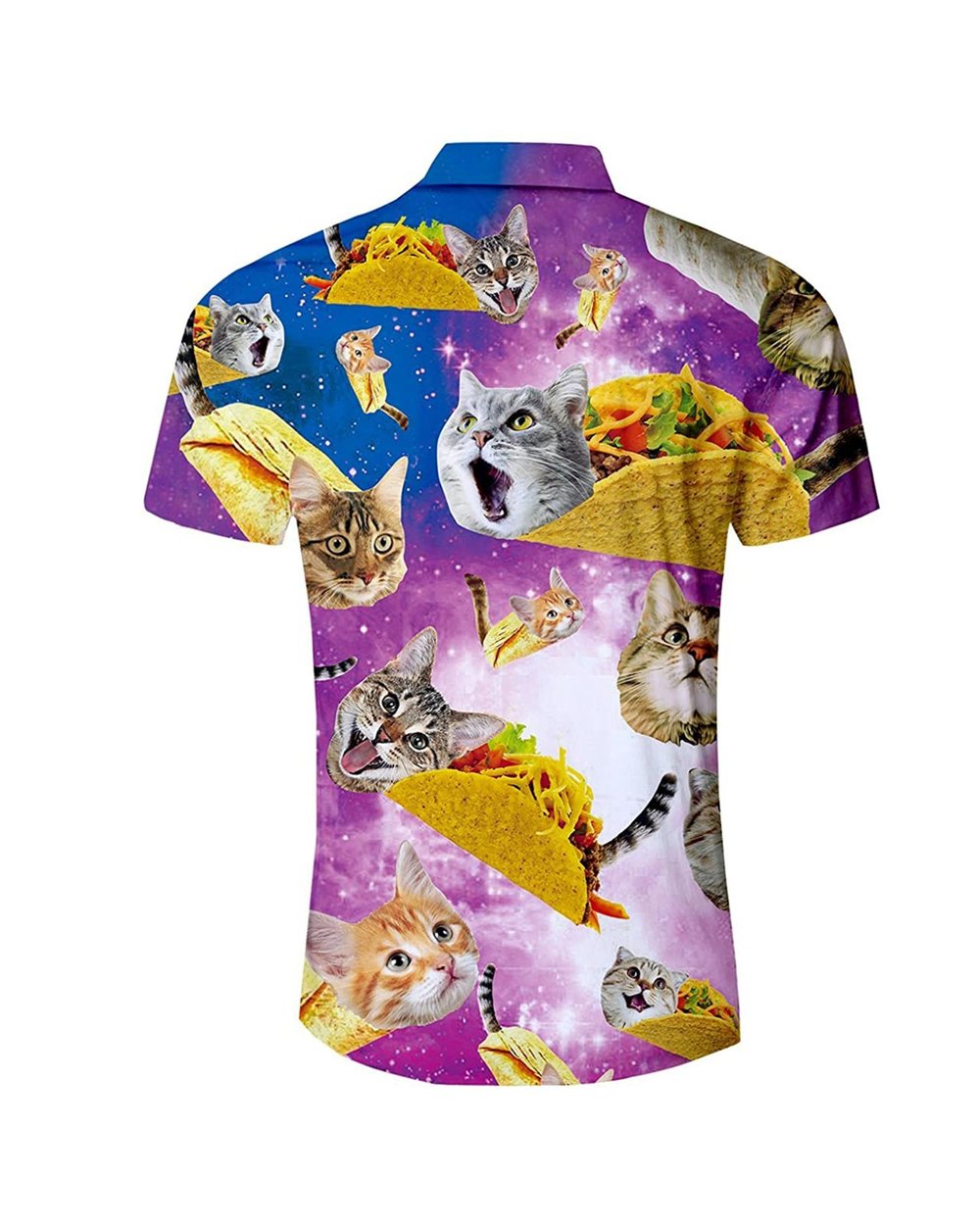 Summer Harajuku Short sleeve Shirts Funny Galaxy Taco Pizza Cat 3D Printed Hawaiian Shirt Mens Harajuku Casual Shirt front-4