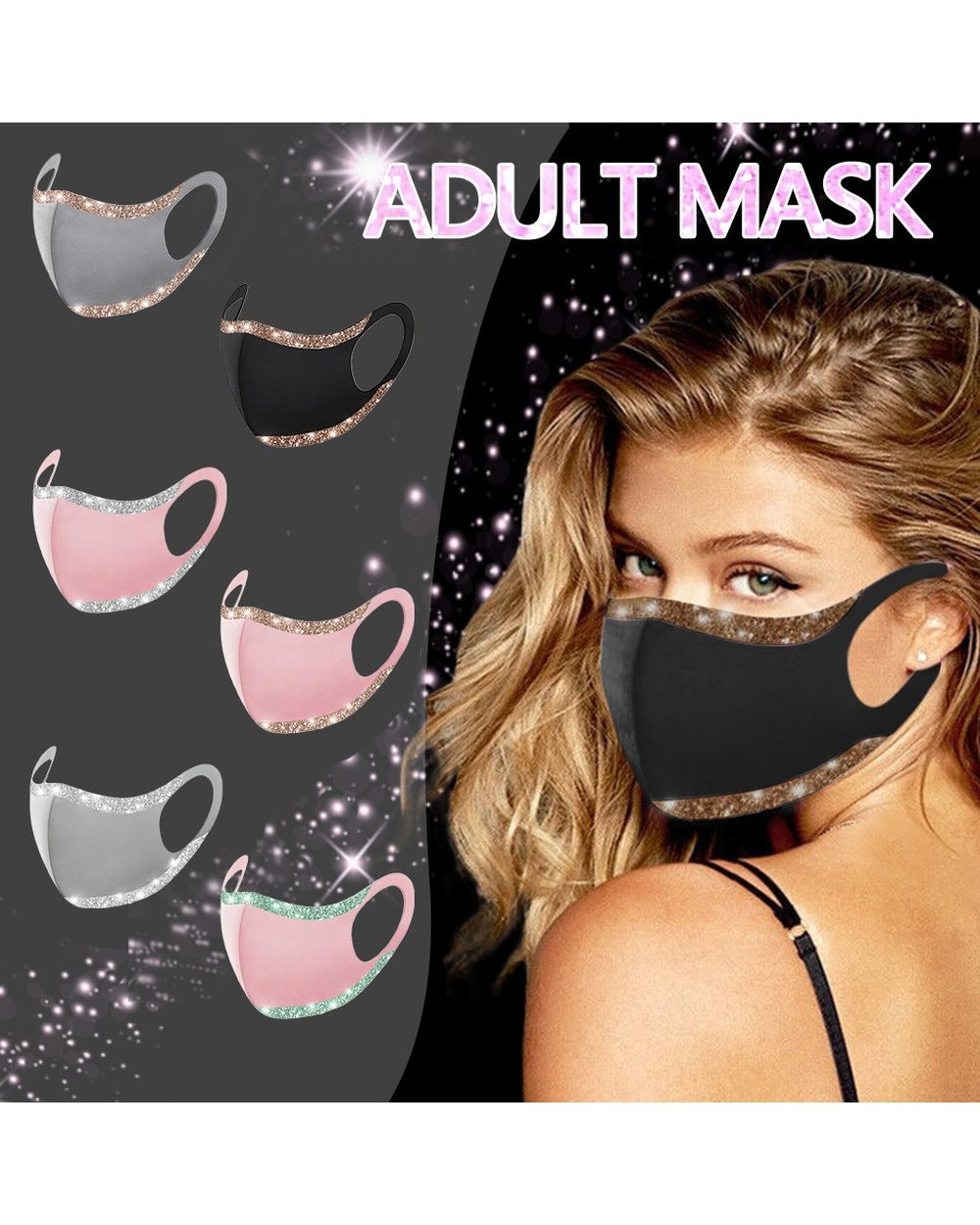 Fashion Bling Sequined Masks Dust-proof Smog-washable Mask front-1