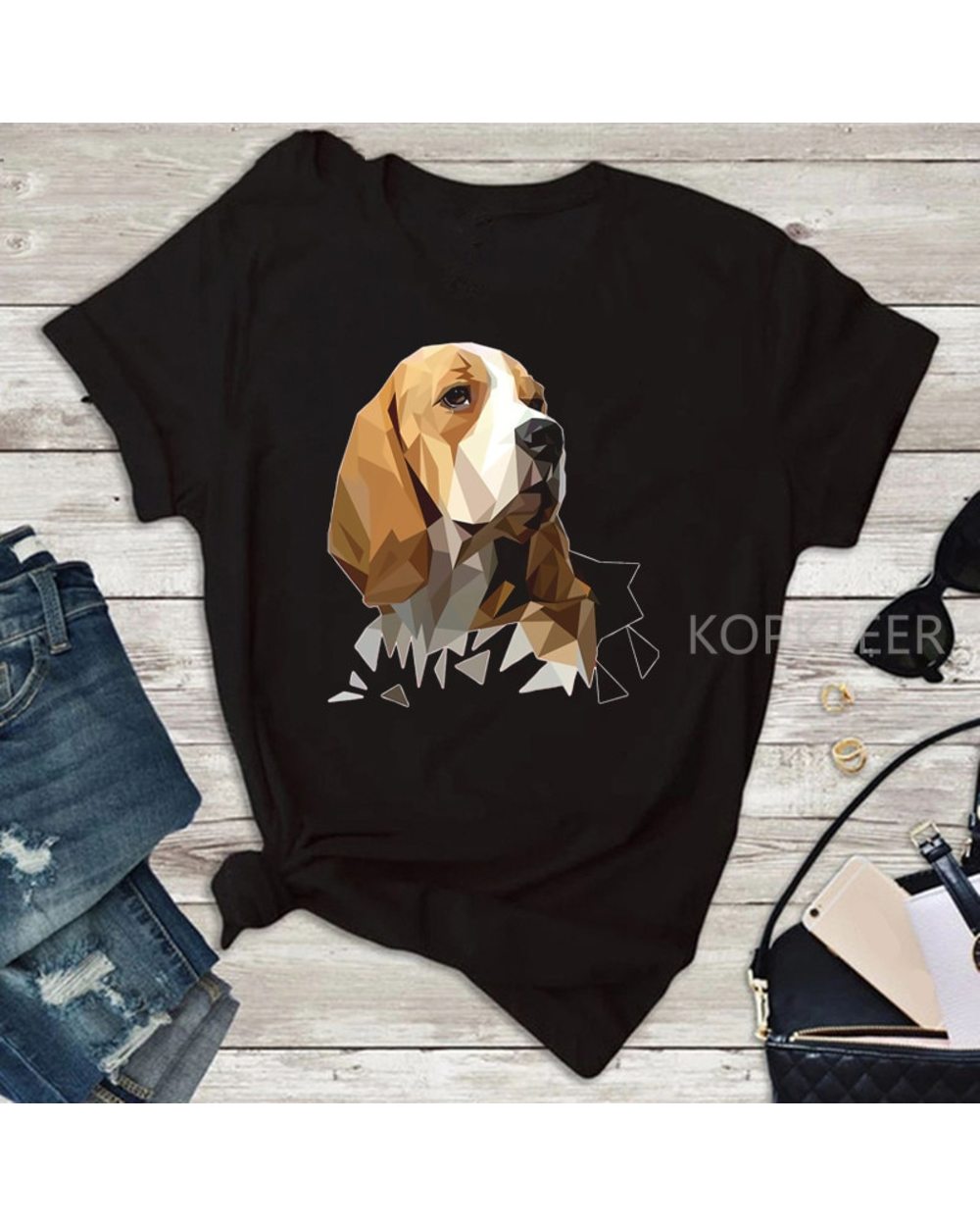 Beagle T Shirt Casual Women Cute Dog T-Shirt Funny Cool Print T Shirt for women punk clothes front-0