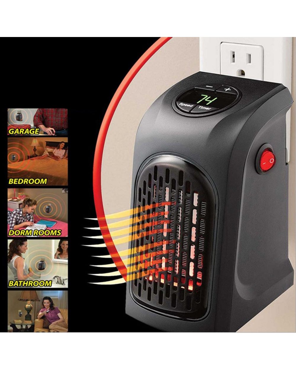 Wall-Outlet Mini Electric Air Heater 500W Powerful Warm Blower Room Heating Stove Portable Home Radiator Winter Warmer front-2
