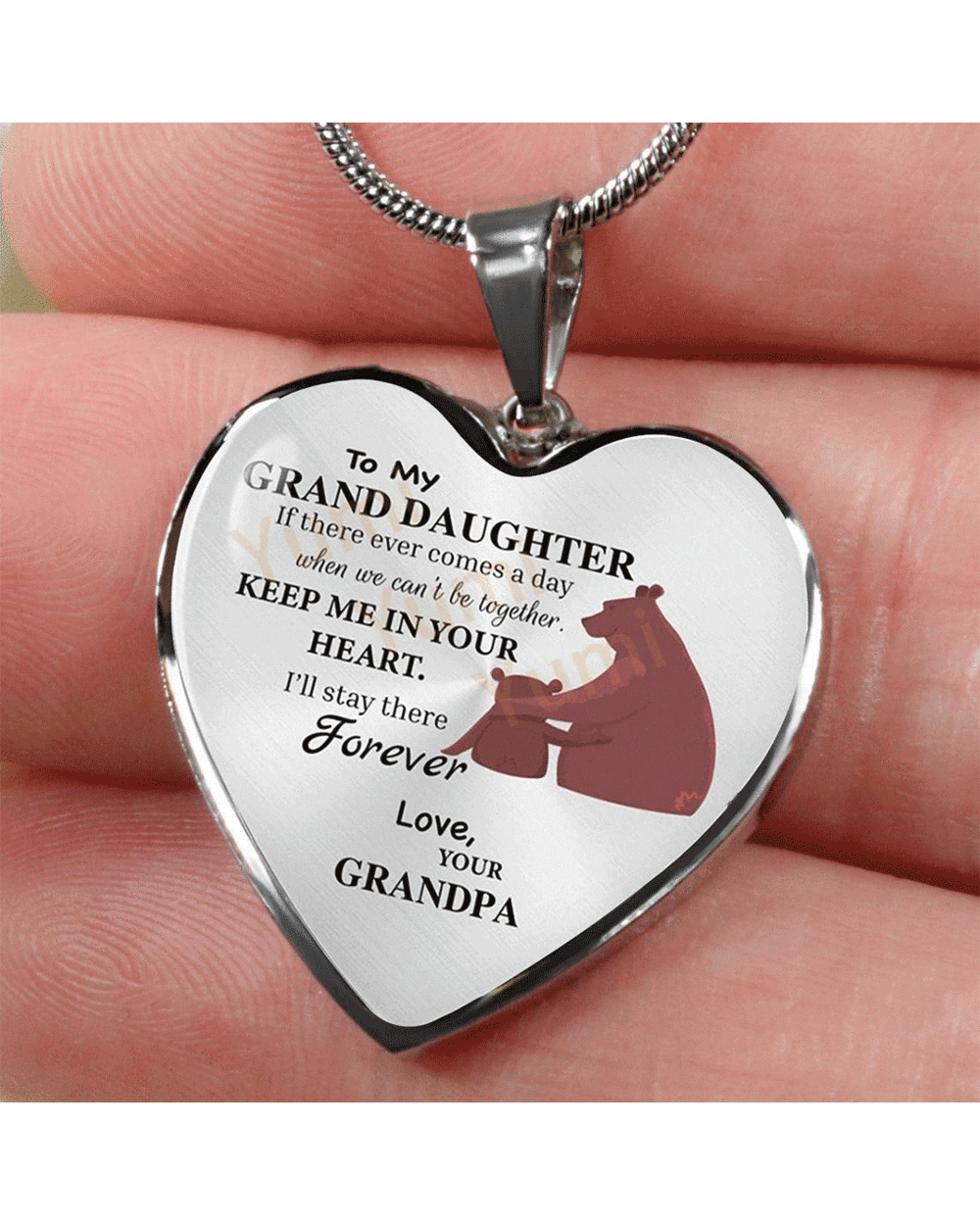 Cute Animal Heart Inspirational Necklace Love Your Grandma To My Granddaughter Necklaces front-0