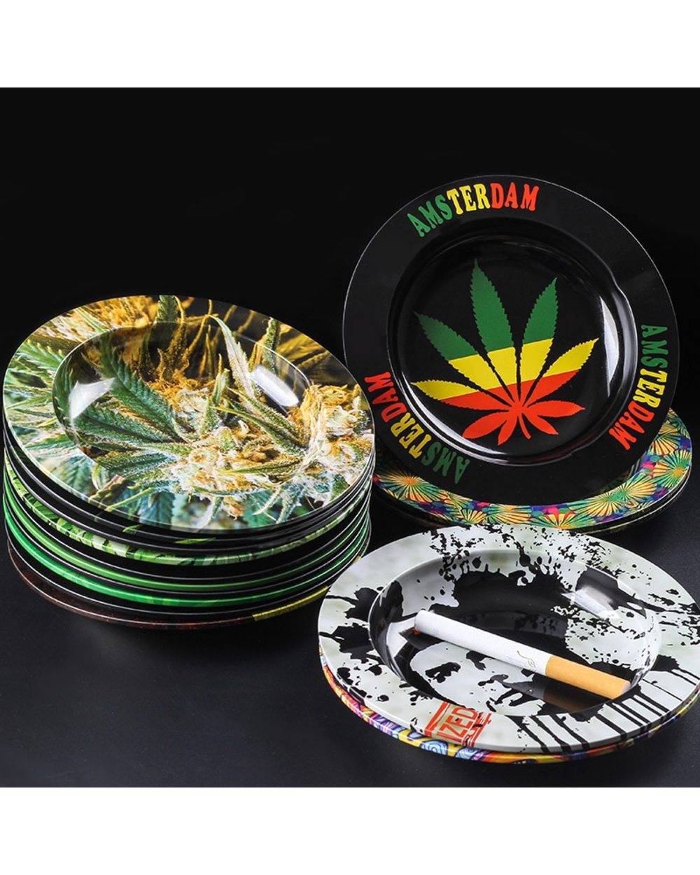 Metal Tobacco Herb Rolling Tray Cigarette Paper Rolling Tray Plate Cigarette Ashtray Discs for Smoke Cigarette Ash Trays front-3