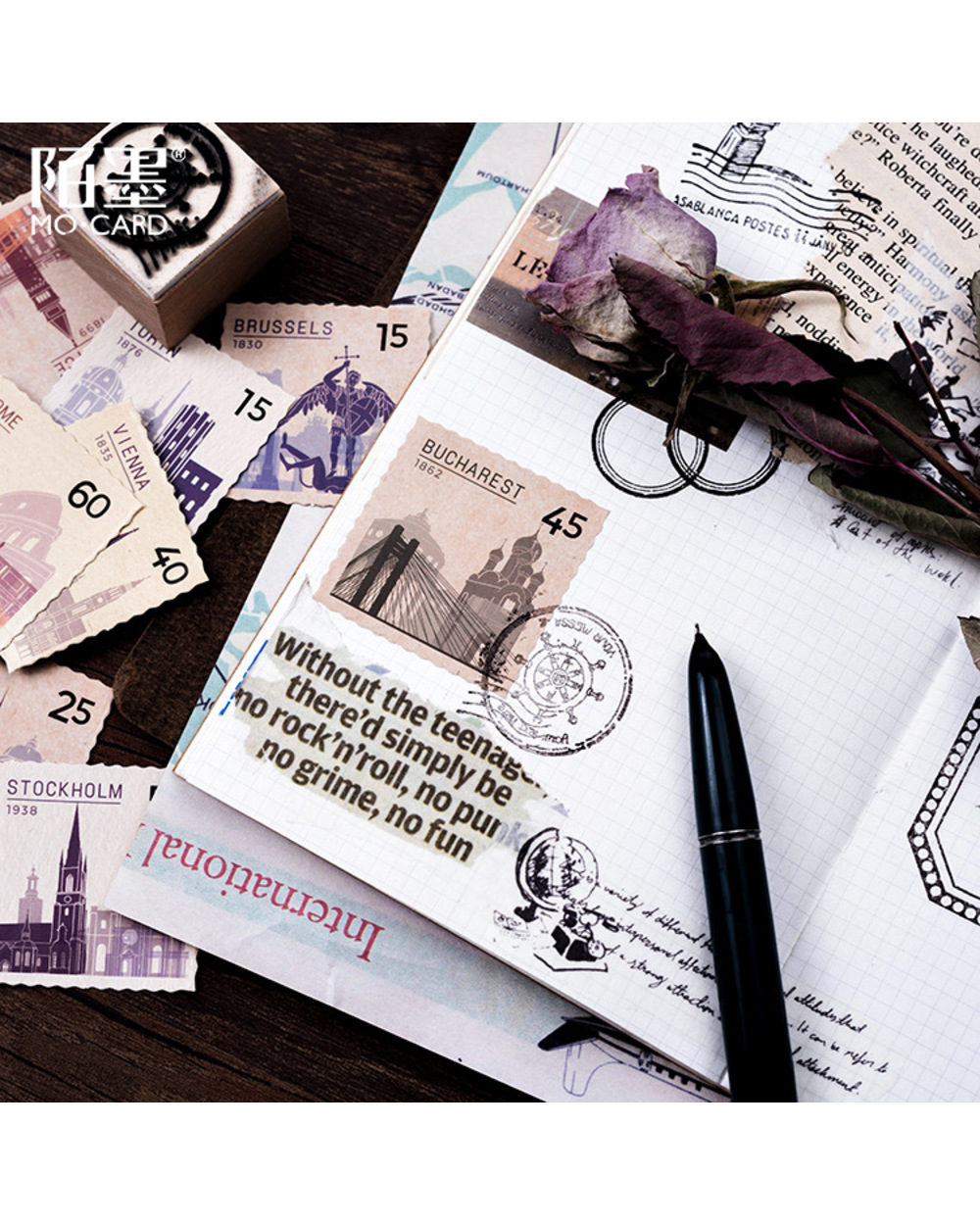 45 Pcs/Lot Vintage Stamp Decorative Sticker For Diary Scrapbook Album Diy Stickers Decoration Craft front-4
