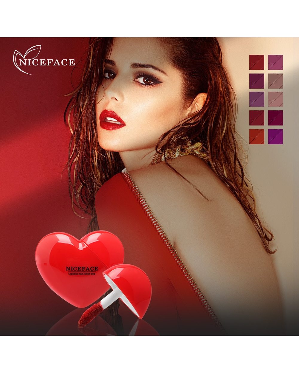 Love Mini Liquid Lipstick Lip Glaze Silky Matte Matte Lip Gloss Waterproof Non-stick Cup front-0