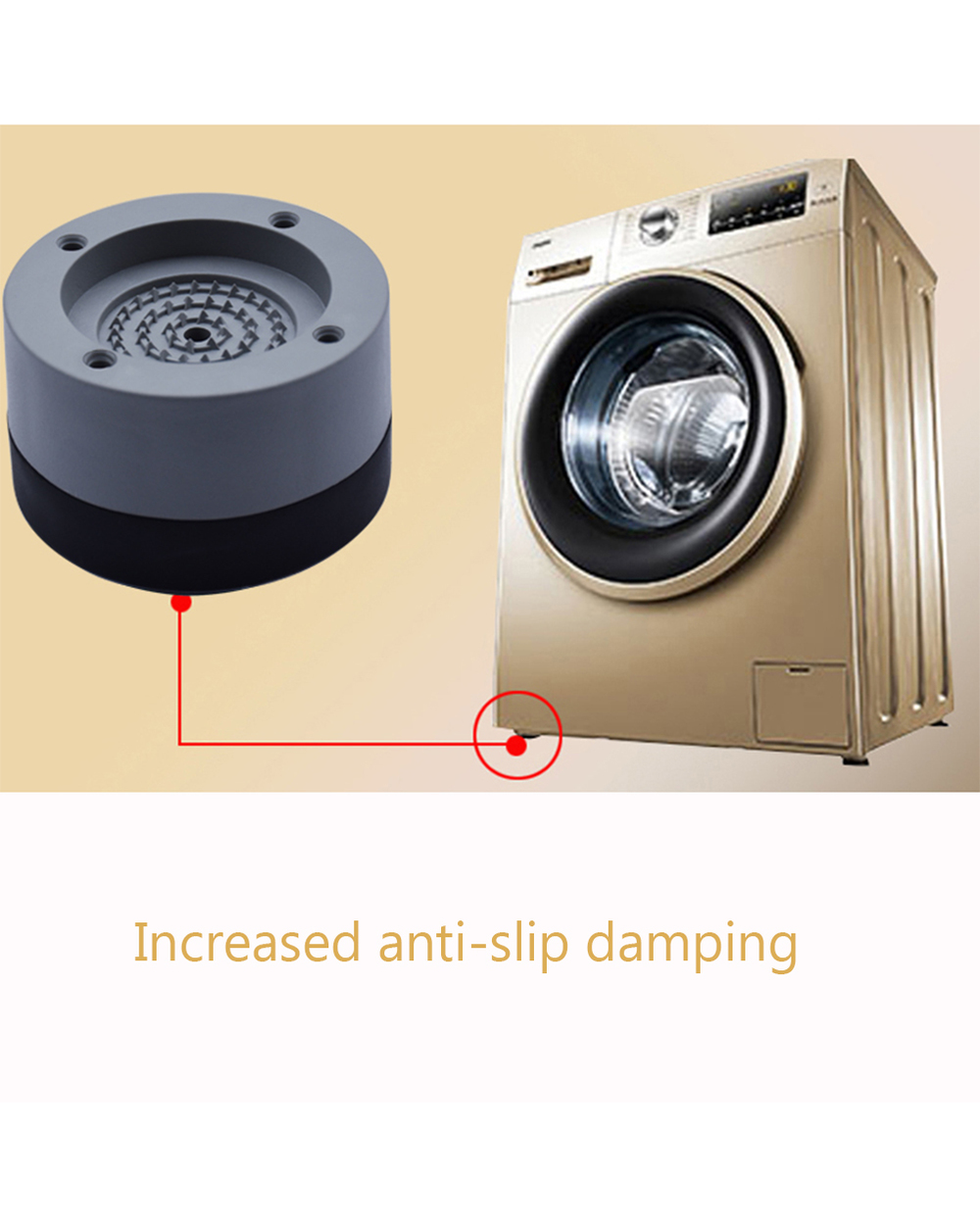 4Pcs/Set Anti-Slip And Noise-Reducing Washing Machine Feet Non-Slip Mats Refrigerator Anti-Vibration Pad Kitchen Bathro front-1