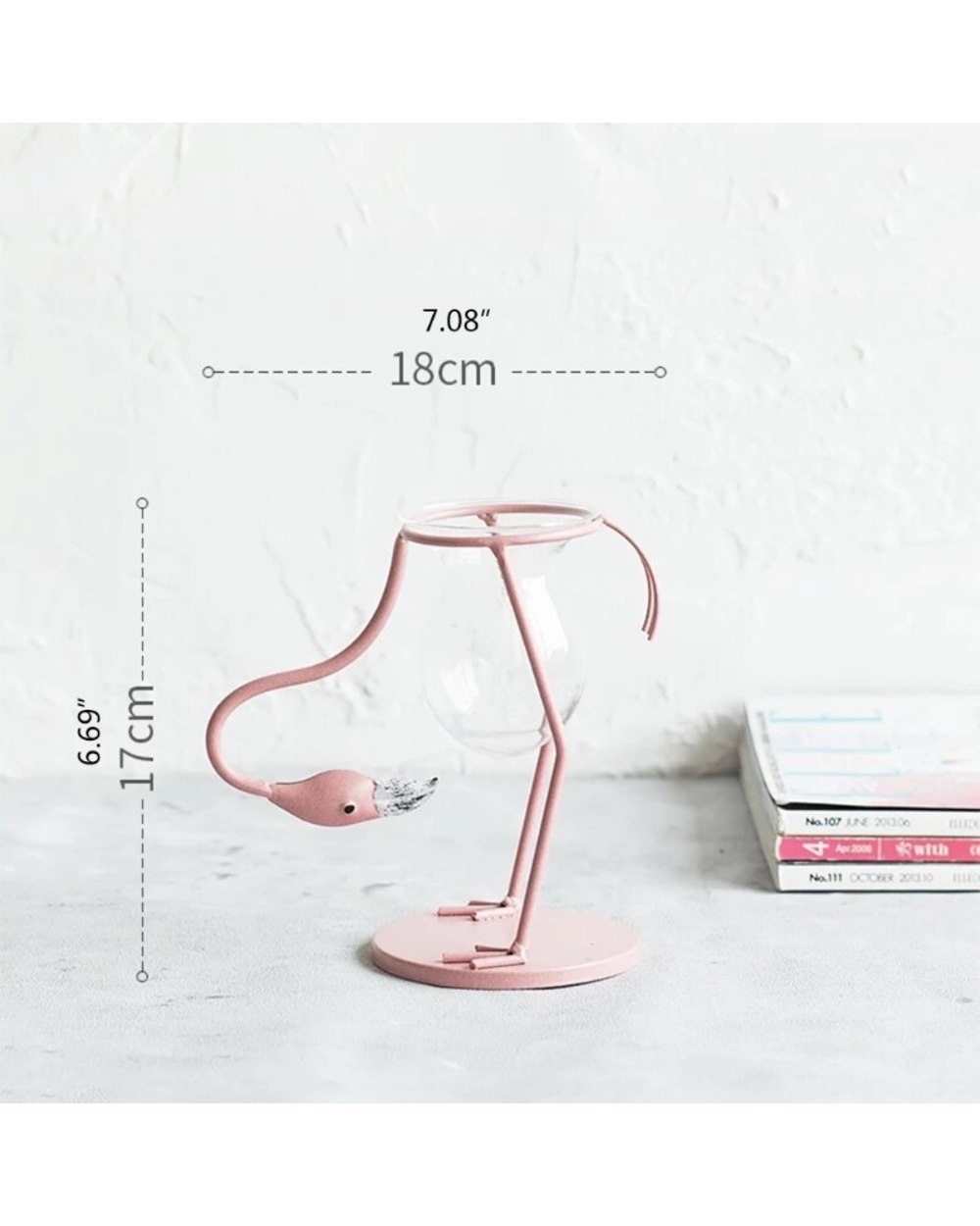 Flamingo Shape Glass Tabletop Plant Holder front-5