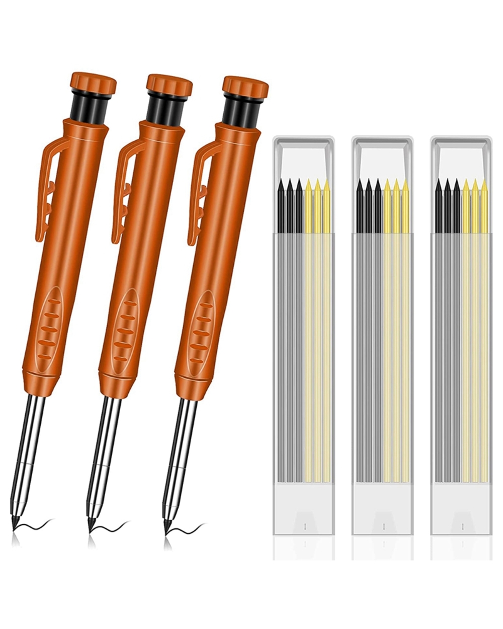 3Pcs Carpenter Pencils Construction Pencils With Refills Leads Mechanical Pencil Architect Pencils Pica Dry Pen For Dra front-0