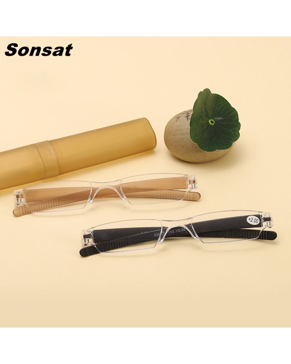 Pen Holder Reading Glasses Resin Lens Ultralight Presbyopia Eyeglasses Portable Men And Women Unisex Diopter +1.0 1.5 2 front-5