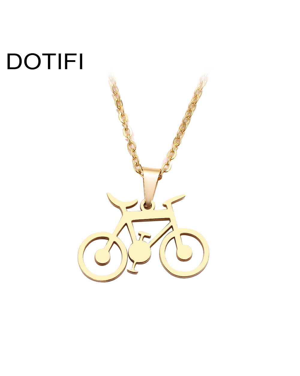 Stainless Steel Necklace For Women Man Classic Bicycle Gold And Silver Color Choker Pendant Necklace Engagement Jewelry front-1