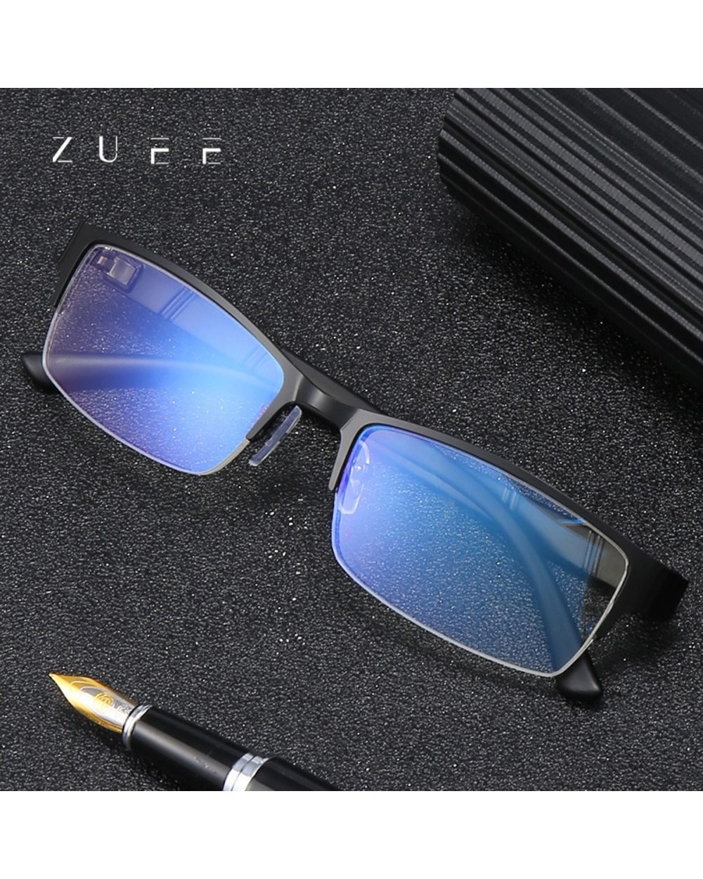 Zuee Metal Frame Anti-Blue Light Reading Glasses Anti-Radiation Fatigue Reading Unisex High Quality Half Frame Diopter front-3