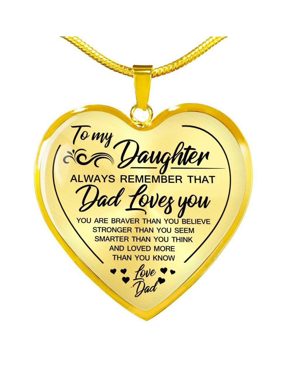 To My Daughter Always Remember That Dad Love You Heart Pendant Necklace Exquisite Gifts front-2