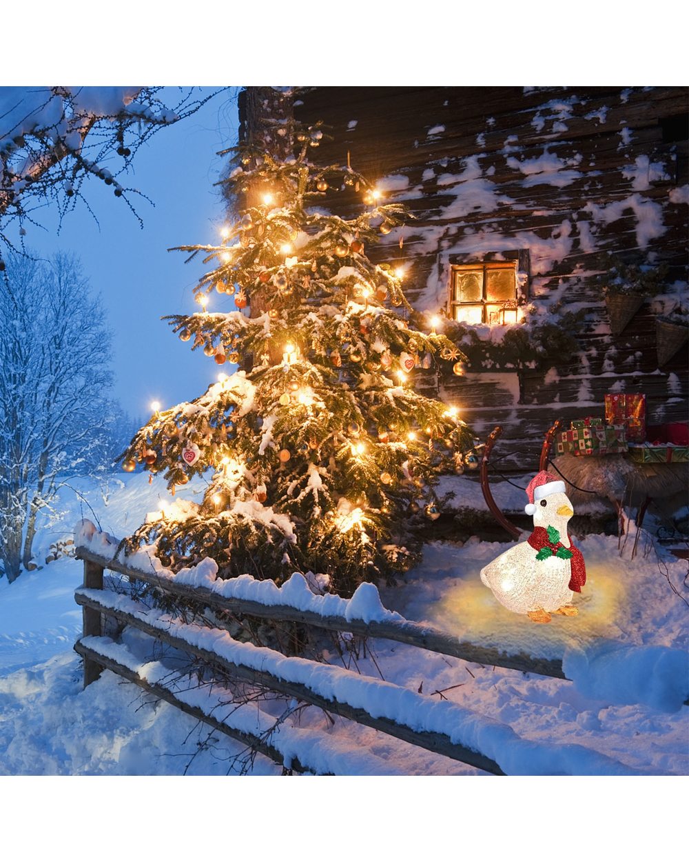 35x25cm Christmas Scarf Ducklings Led Acrylic Decoration Christmas Ornaments With Light Xmas Yard Art Atmosphere front-3