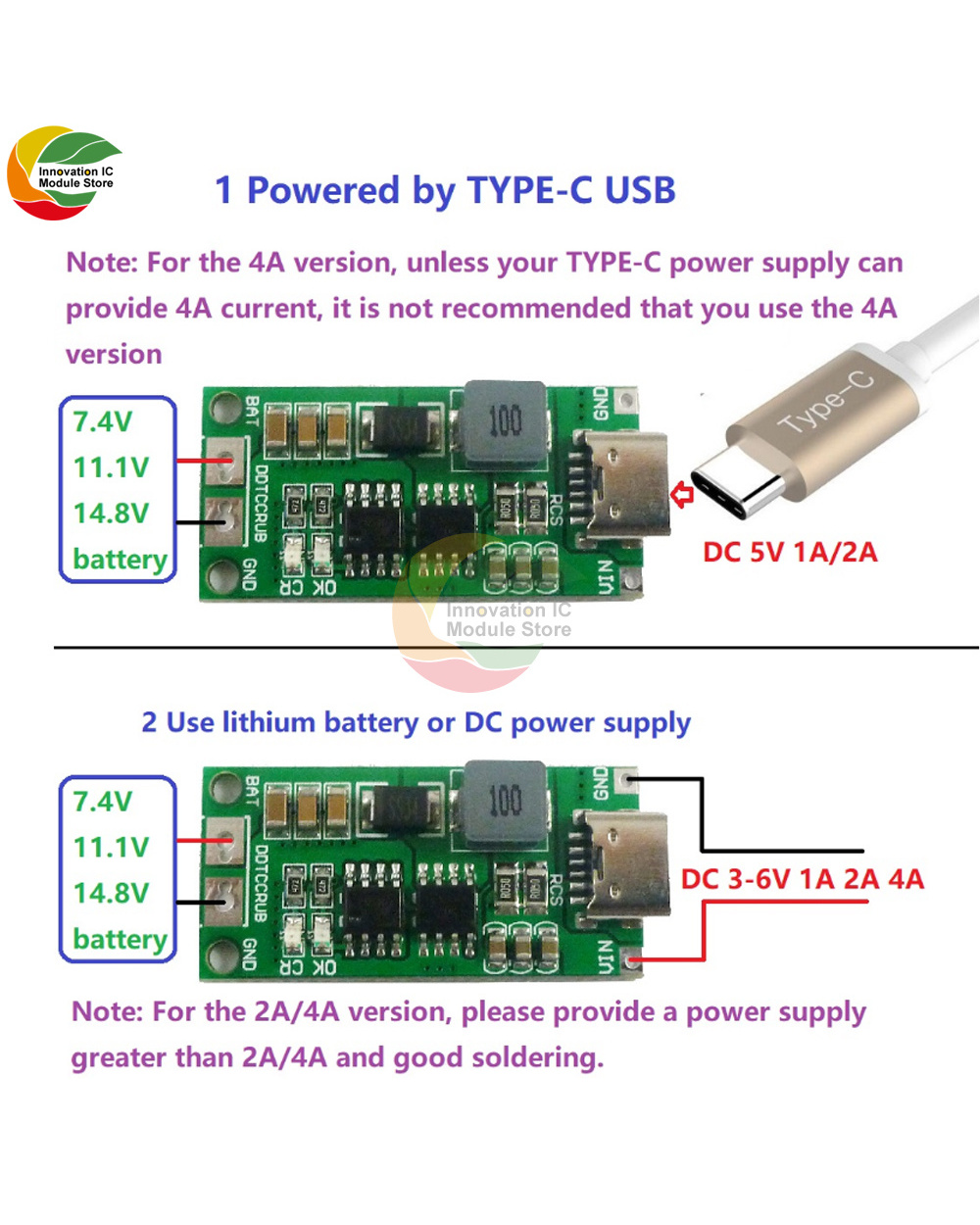 2S 3S 4S Multi-Cell Type-C To 8.4V 12.6V 16.8V Boost Li-Ion Polymer Charger 7.4V 11.1V 14.8V 18650 Li-Ion Battery Charg front-1