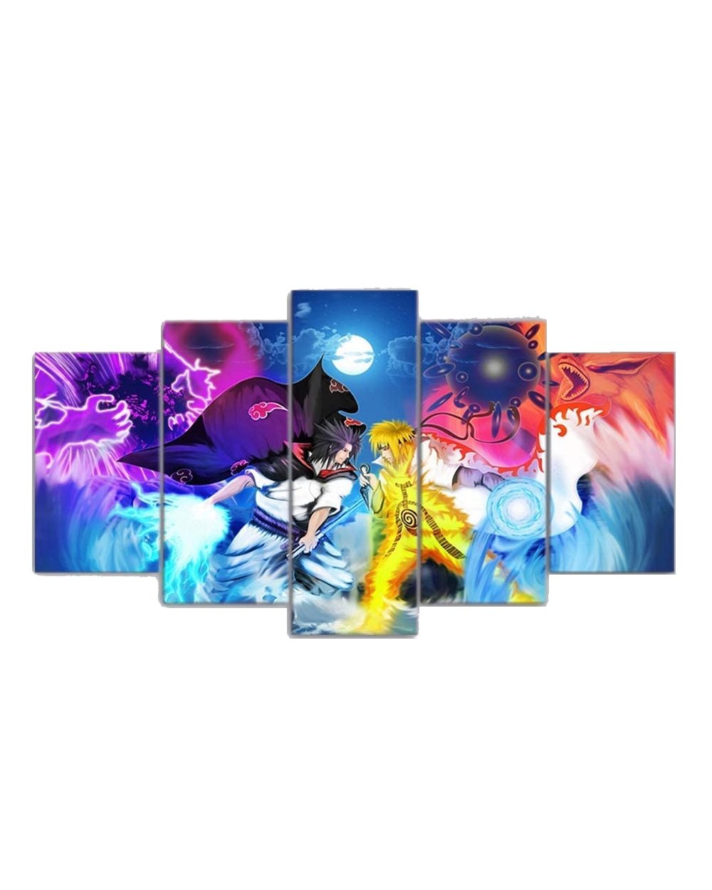 Anime Poster Ninja Fight Picture Print Anime 5 Panel Canvas Art Wall Decor front-2