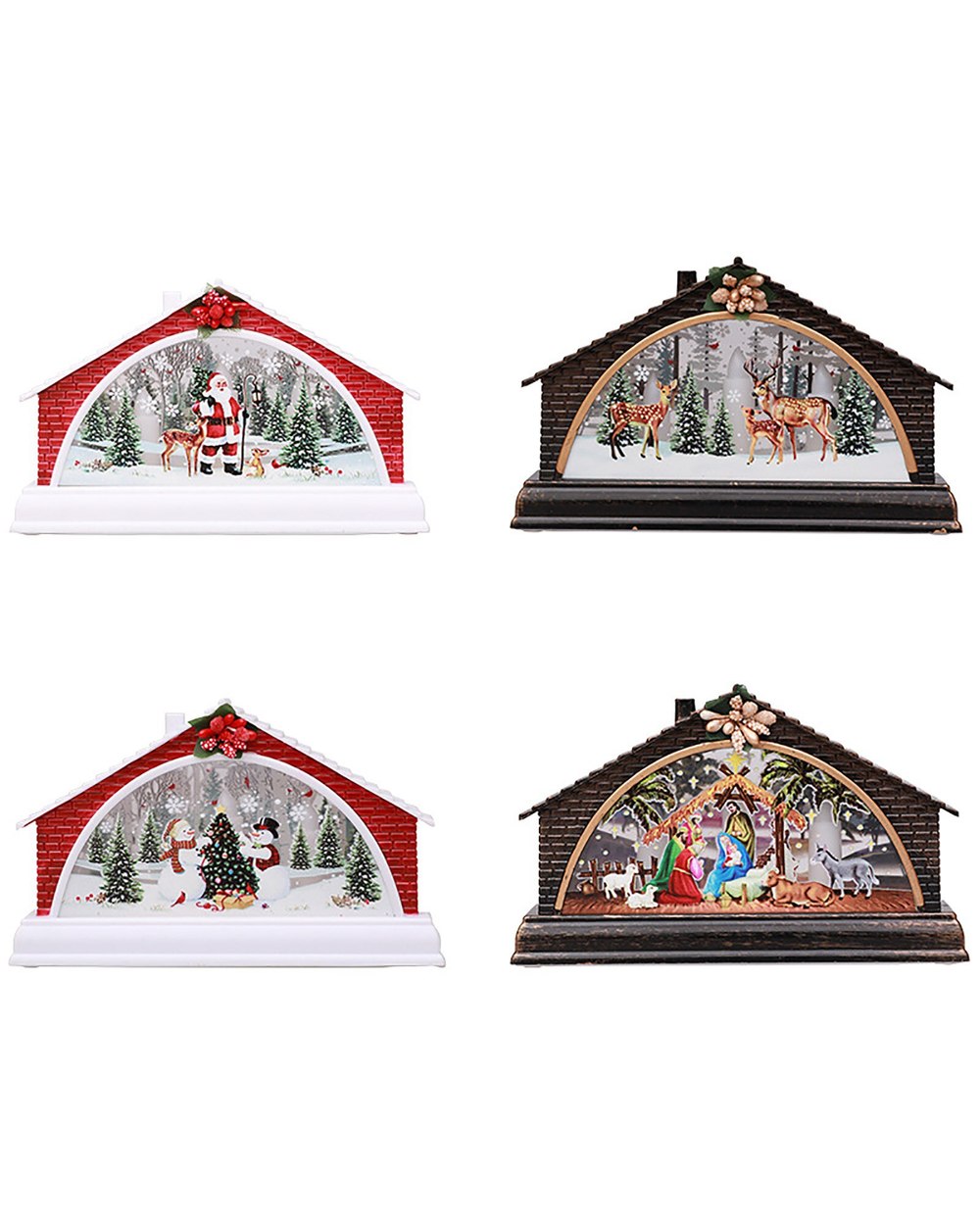 Christmas Glow Home Decoration House Manger Snow Night Light Home Furnishing Props Desktop Fireplace Decor Xmas Gifts front-1